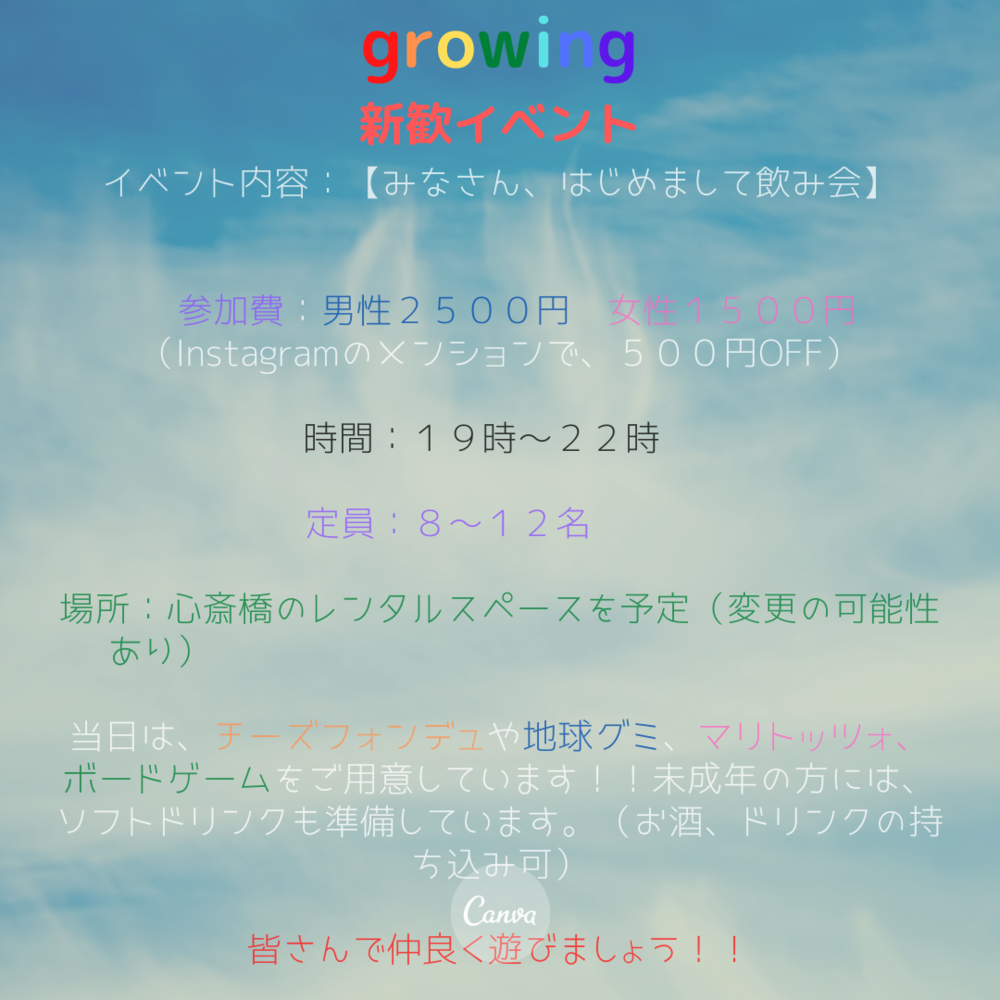 growing新歓イベント(みんなで交流会)