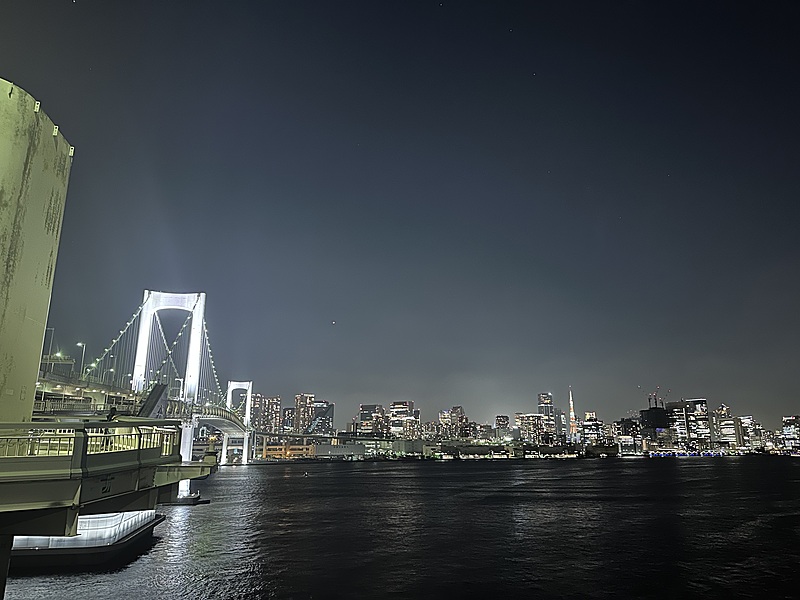【東京湾ナイトウォーク】レインボーブリッジからおだいばビーチまで歩きましょう
