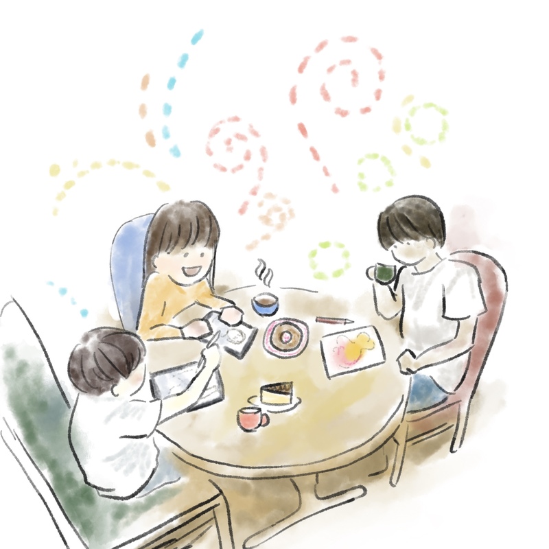 カフェでお絵描き会