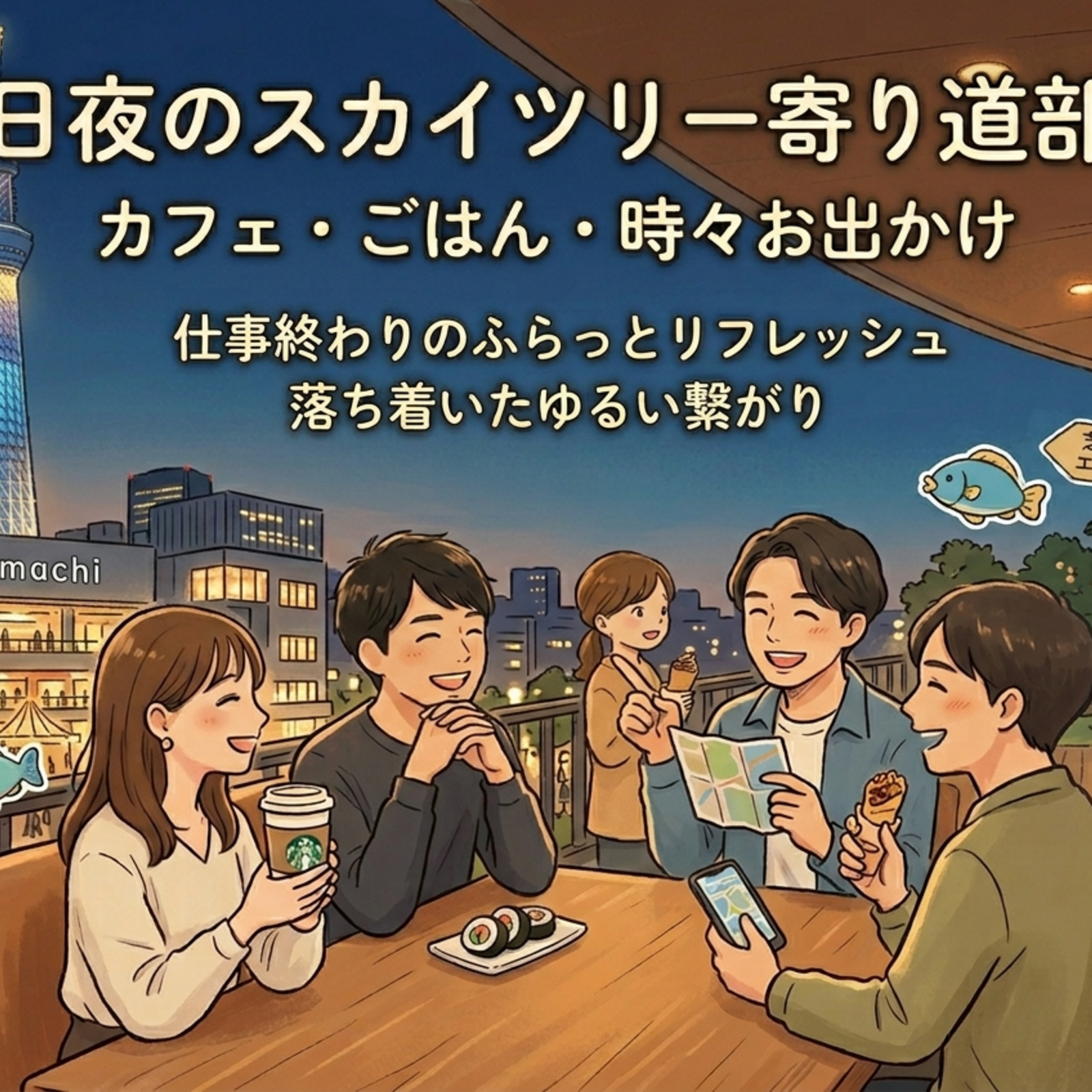 スカイツリーのふもとで一息