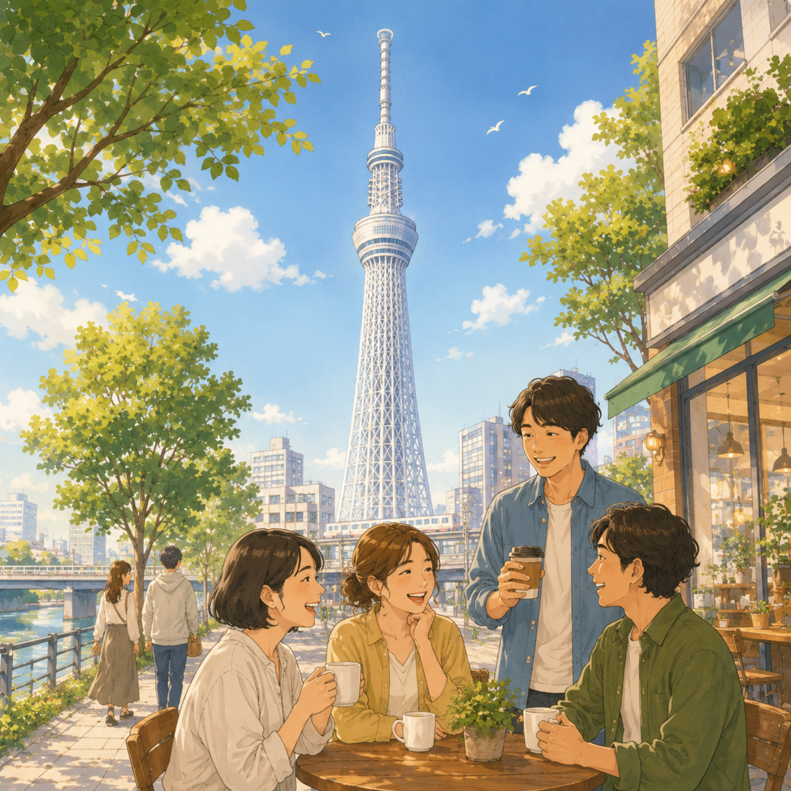 スカイツリーのふもとで一息