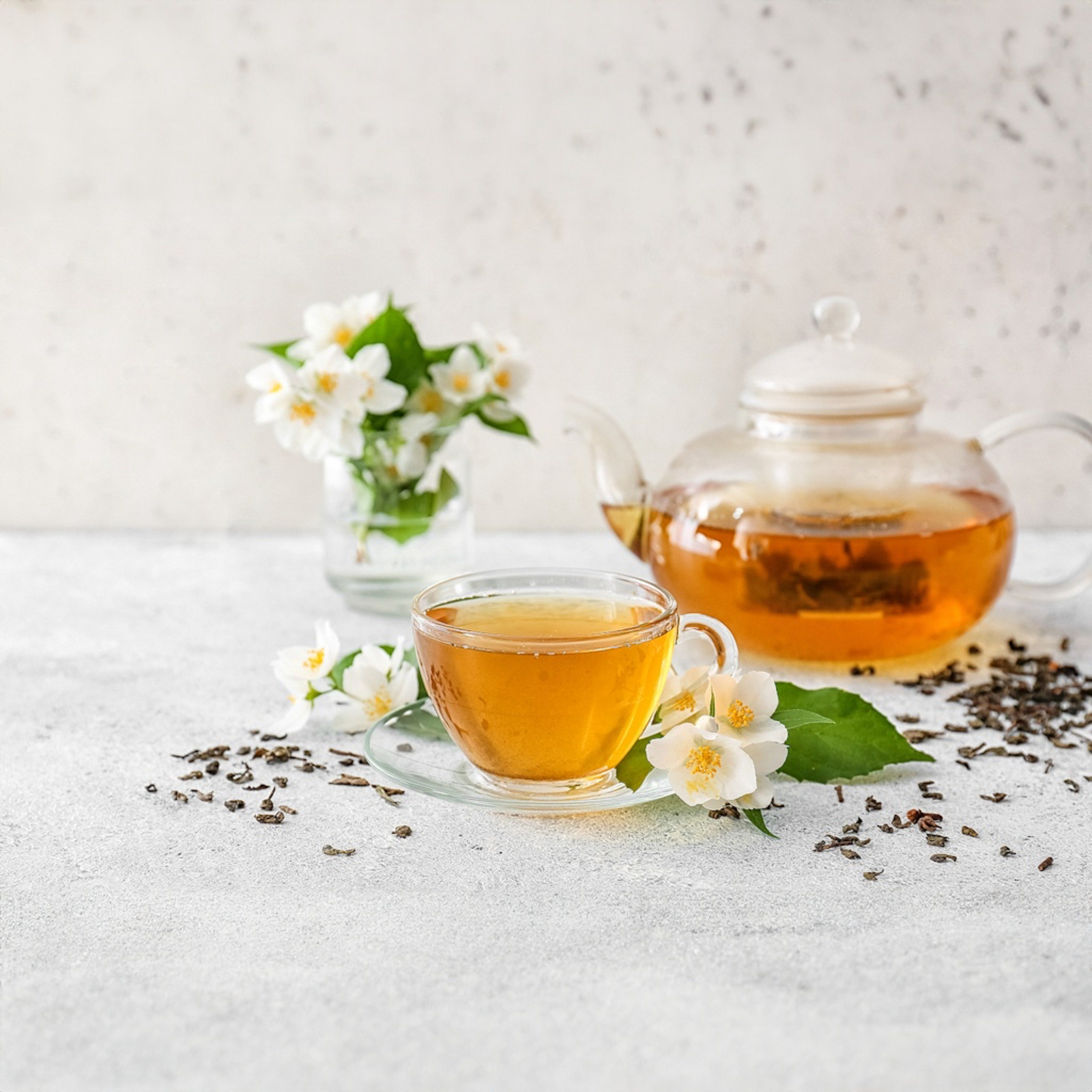 カフェで茉莉花茶（ジャスミンティー）🍋🌼🐝