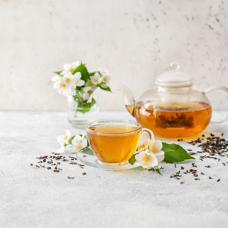 カフェで茉莉花茶（ジャスミンティー）🍋🌼🐝