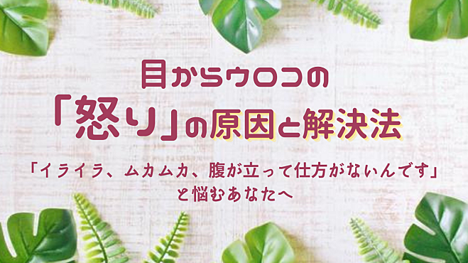 【金沢開催】目からウロコの「怒り」の原因と解決法「イライラ、ムカムカ、腹が立って仕方がないんです」と悩むあなたへ