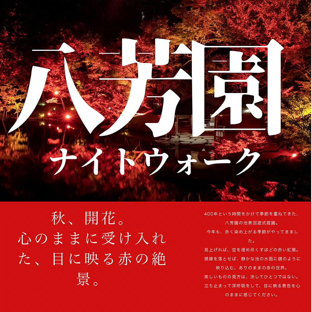 【白金台駅】八芳園での紅葉ライトアップ×ナイトウォーク