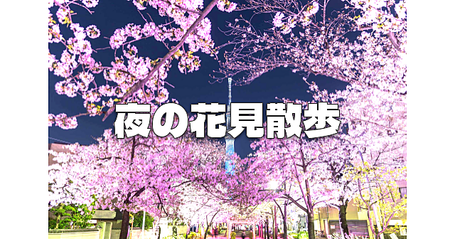 【浅草・隅田公園】のんびり歩きながら夜桜と交流を楽しみましょう♪