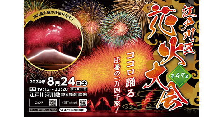 演出がすごい🎆創業360年を超える宗家花火「鍵屋」が担当する江戸川区花火大会を見に行こう😃