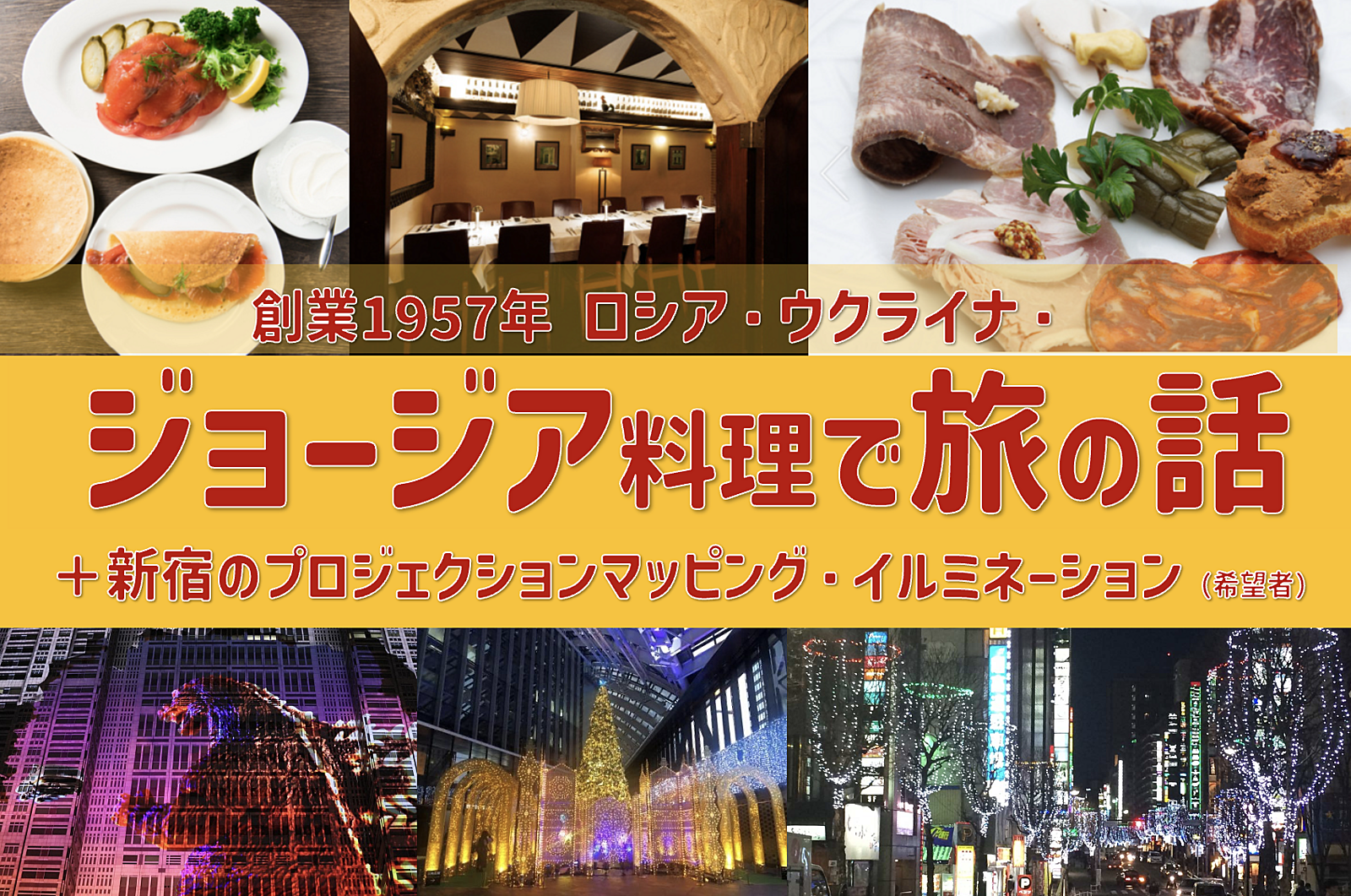 【リピーター限定企画】少し贅沢なジョージア料理で旅の話 ＋ 新宿のプロジェクションマッピング・イルミネーション散歩