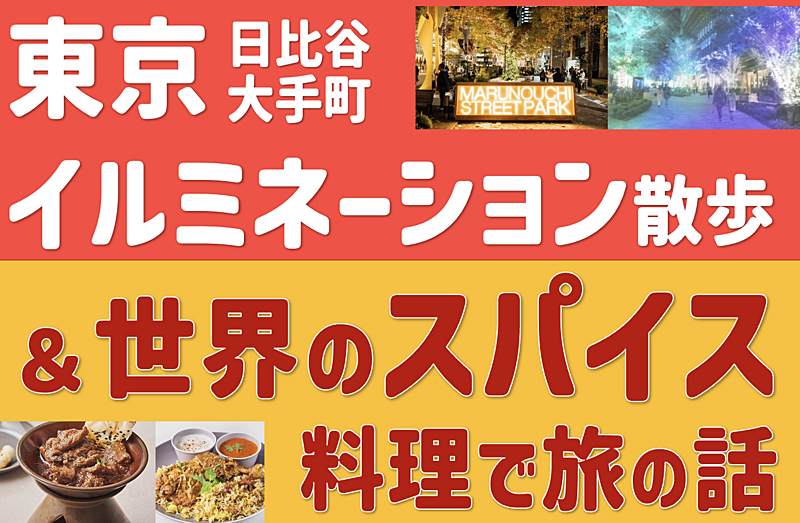 ＜あと1人＞ 世界のスパイス料理で旅の話 ＋ イルミネーション散歩 ＜日比谷〜大手町＞