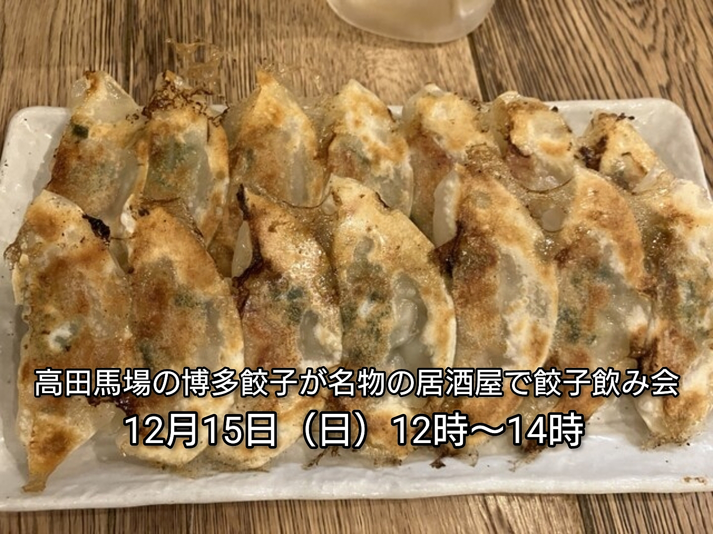 【30代中盤〜40代中心】高田馬場の博多餃子が名物の居酒屋で餃子飲み会