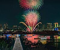 お台場🏞️🏖️🗽の公園を散歩して花火を観ます✨