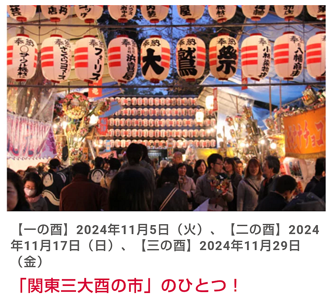 大國魂神社酉の市🌸現在3名⛩️開催決定🍀