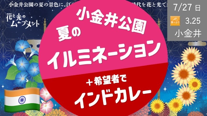 [小金井公園] 夏のイルミネーション散歩 & 希望者でインドカレー