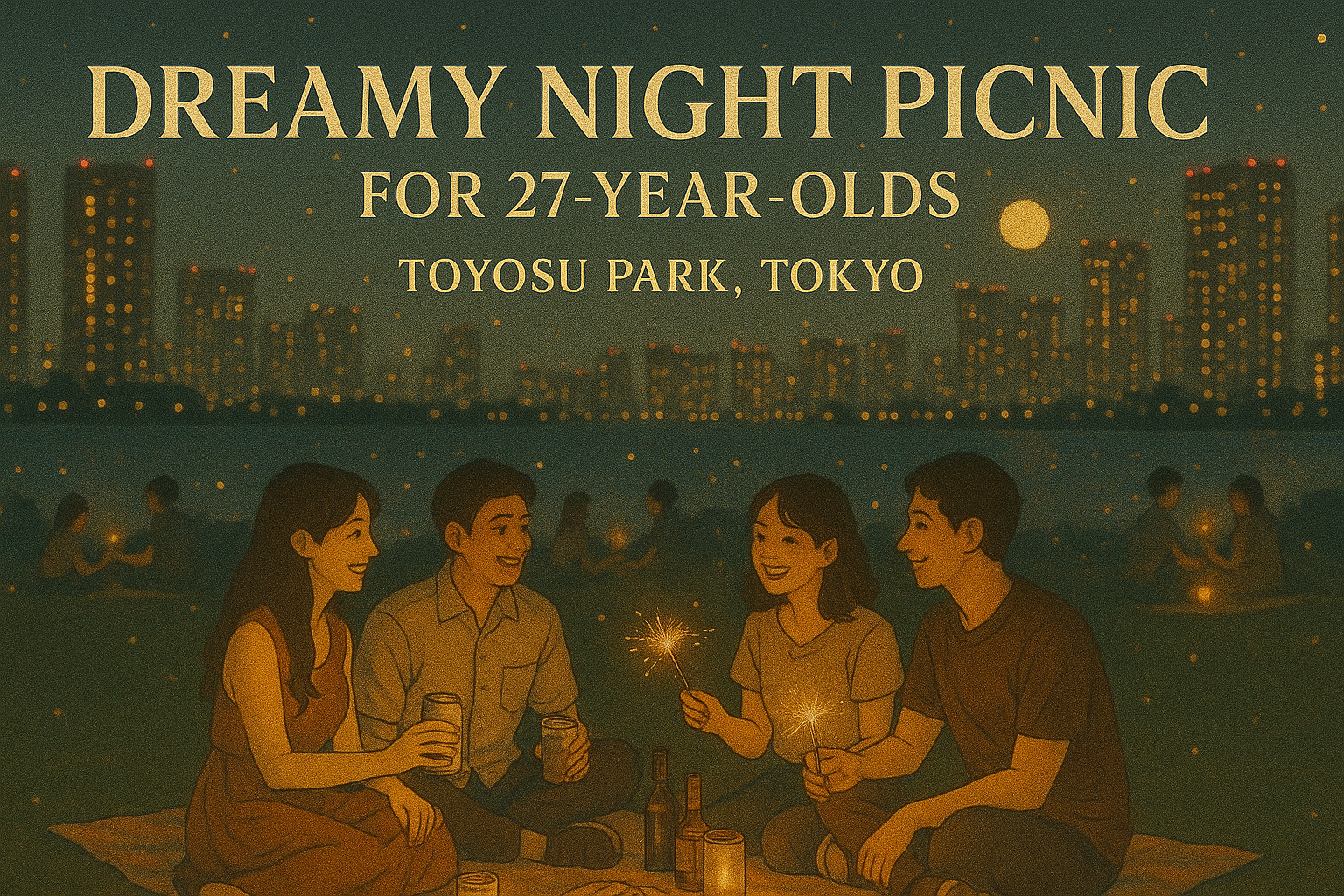 女性主催🌼【27歳限定🌟夜景×花火"ナイトピクニック"】☔️の場合室内おしゃれ空間で乾杯ナイト🍻✨️