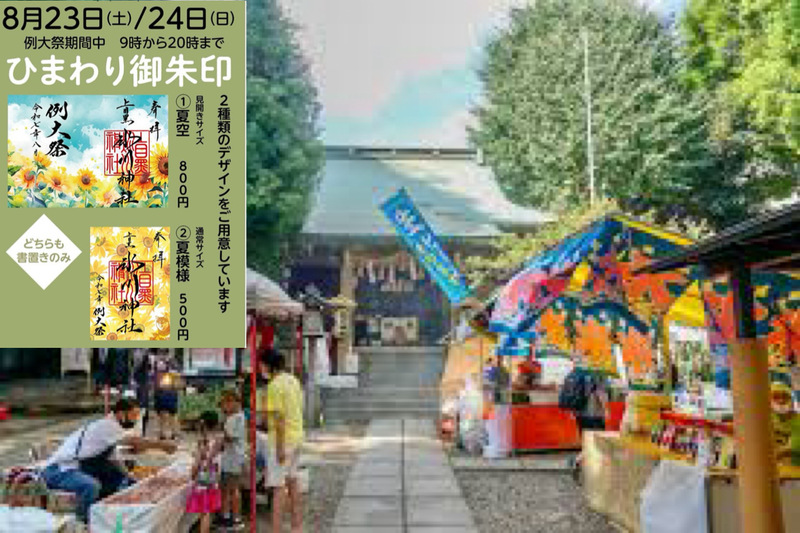 【夏例大祭限定の見開き向日葵御朱印を頂こう！】8/23 10時半　上目黒氷川神社！