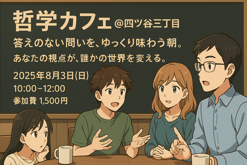 【新宿・四谷三丁目】哲学カフェ会☕12名限定！“対話で深める思索の時間”初心者歓迎！