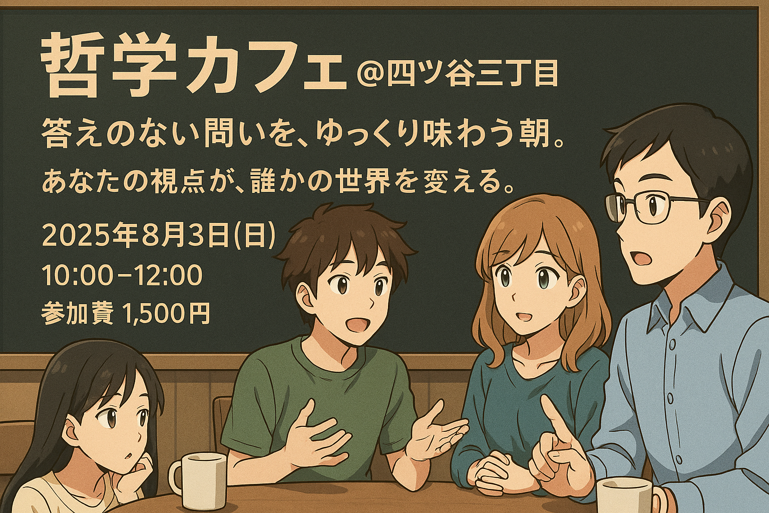【新宿・四谷三丁目】哲学カフェ会🔰初心者限定❗️対話と思索を共有して仲良くなろう！🥤🍪つき！
