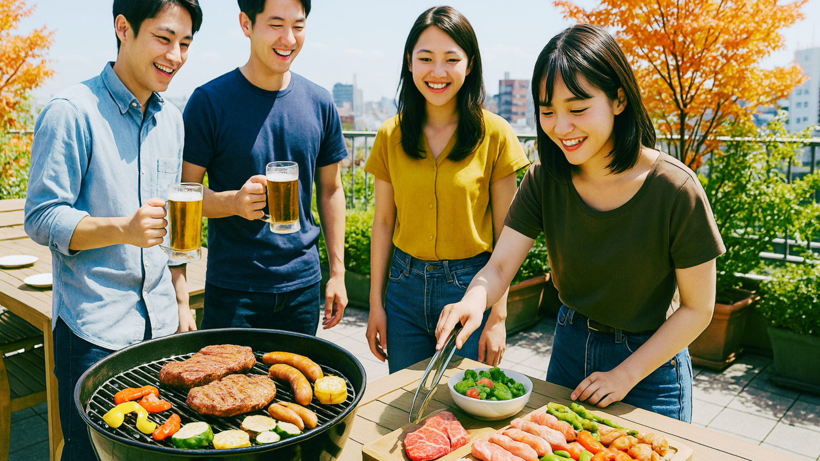 【ラス1】🍖吉祥寺🍺秋の屋上テラスBBQ🌿開放感バツグン✨お気軽1人参加OK🙆‍♀️✨⭐️
