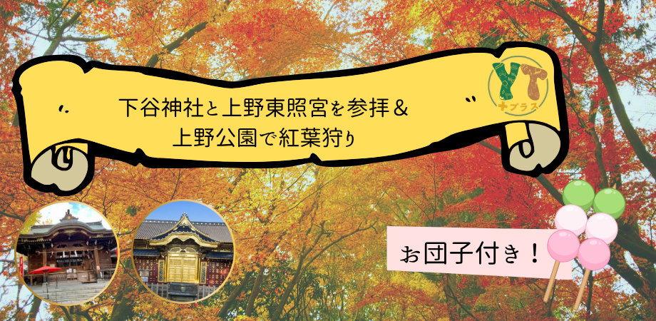 【40代以上向け】下谷神社と上野東照宮を参拝&上野公園で紅葉狩り<お団子付き>