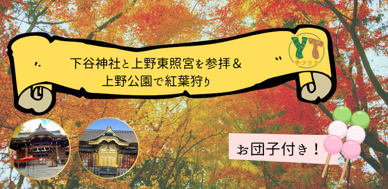【40代以上向け】下谷神社と上野東照宮を参拝&上野公園で紅葉狩り<お団子付き>