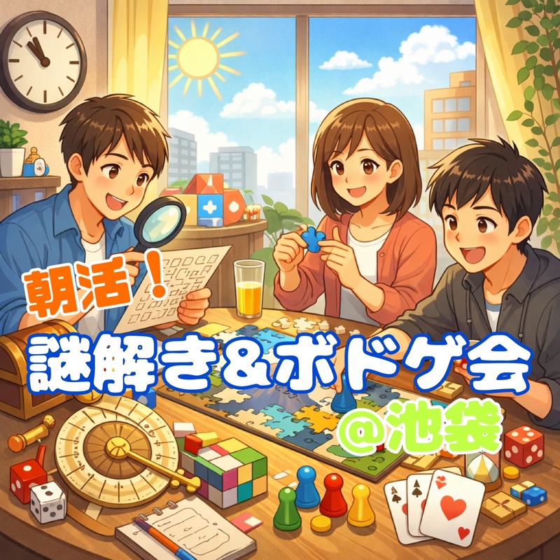 【12/28(日)池袋10:30】初心者🔰歓迎｜女性主催！年末朝活謎解き＆ボドゲ会！1人参加歓迎🍀