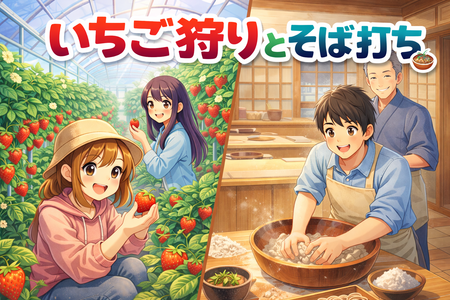 2/1 【いちご狩り/そば打ち体験】初参加歓迎！特急ラビューで行く極上の日帰り旅！