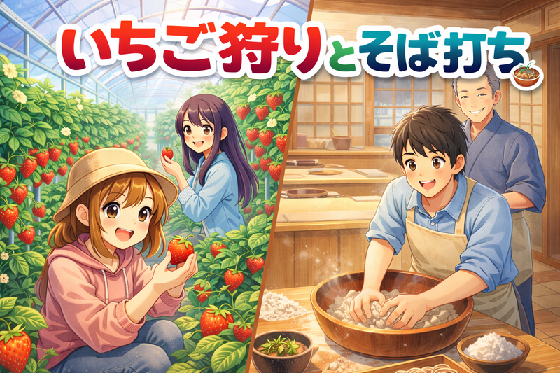 2/1 ◎増員しました◎ 【いちご狩り/そば打ち体験】初参加歓迎！特急ラビューで行く極上の日帰り旅！