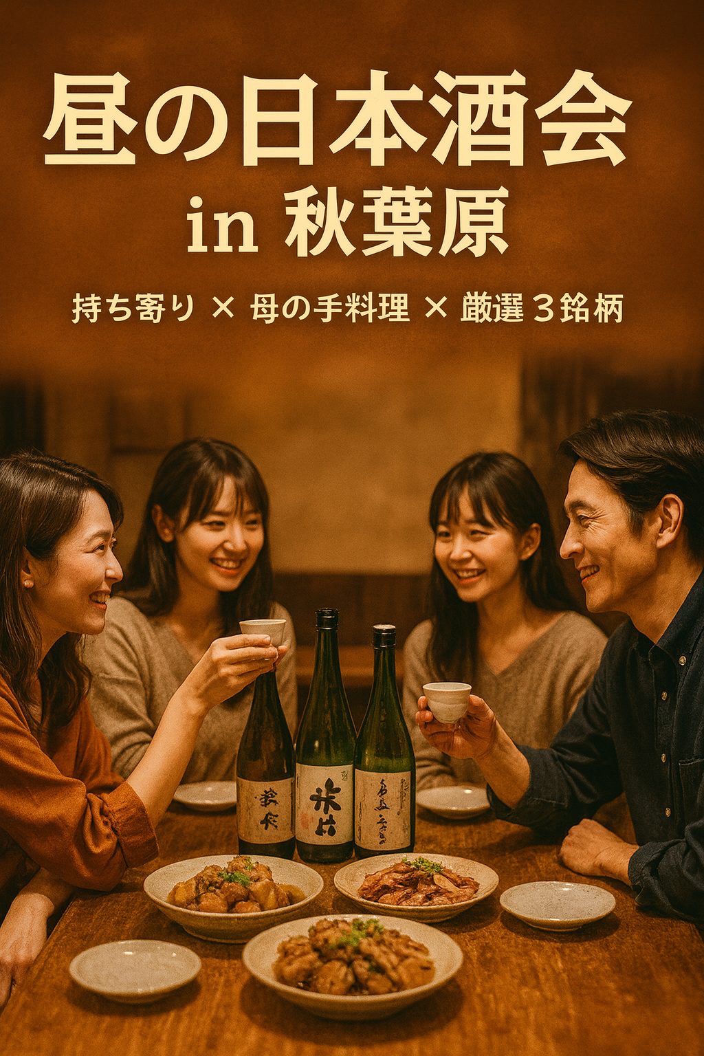 **昼の日本酒会 in 秋葉原
持ち寄り × 母の手料理 × 厳選3銘柄 **