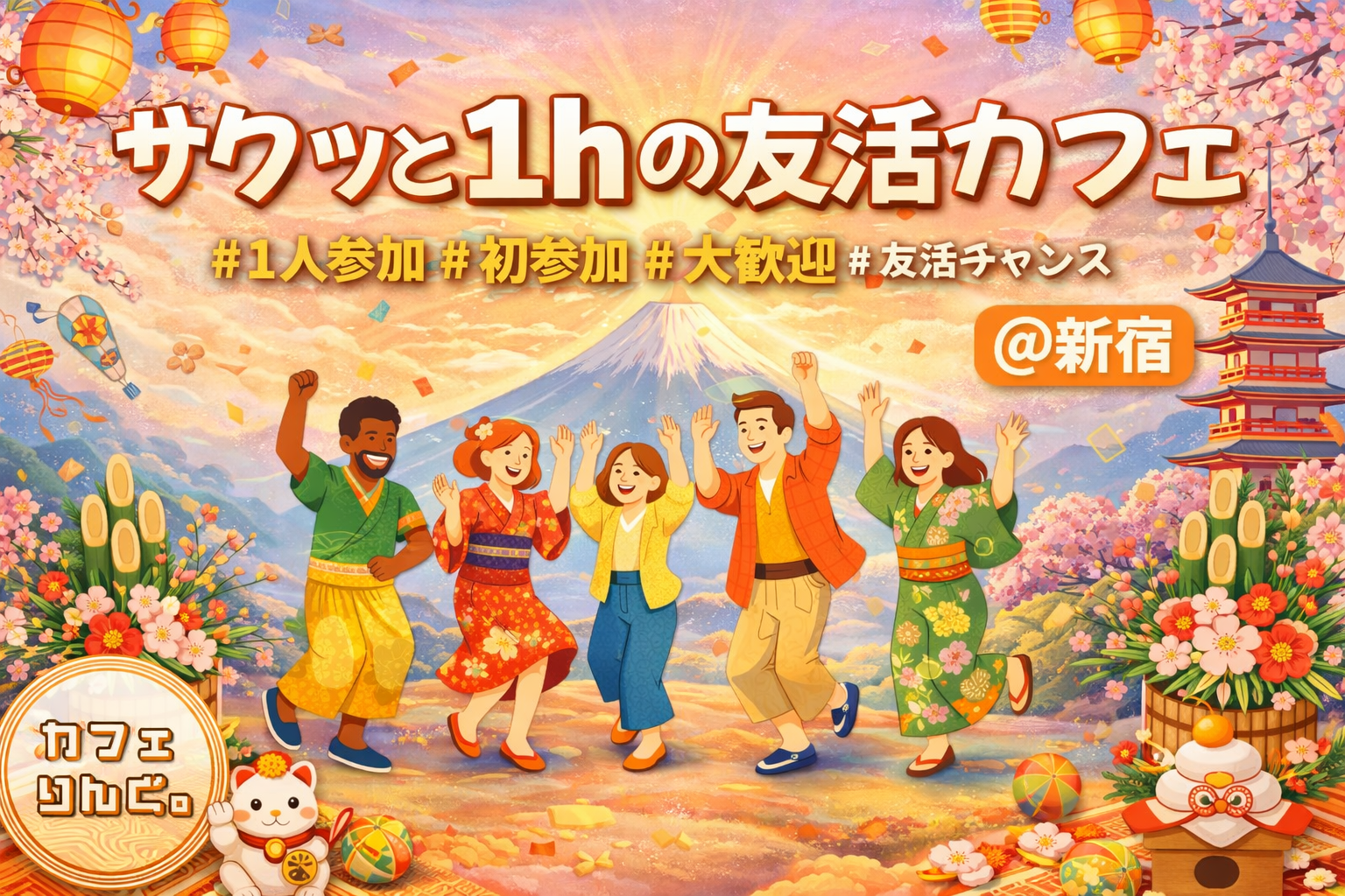 3☀️️《新宿》サクッと１hの友活カフェ☕️【初参加＆先着4名様はスーパー割引】素敵な1日は素敵な出会いから✨