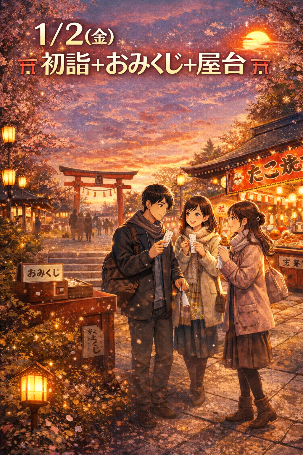 ⛩️🌅  初詣＋おみくじ＋屋台
ゆったり寄り道 初詣さんぽ会 🌅⛩️1/2