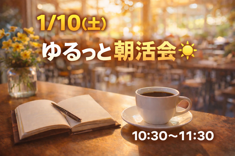 【1/10(土)10:30〜11:30】
☀️ 1/10（土）開催｜ゆるっと朝活会 ☀️