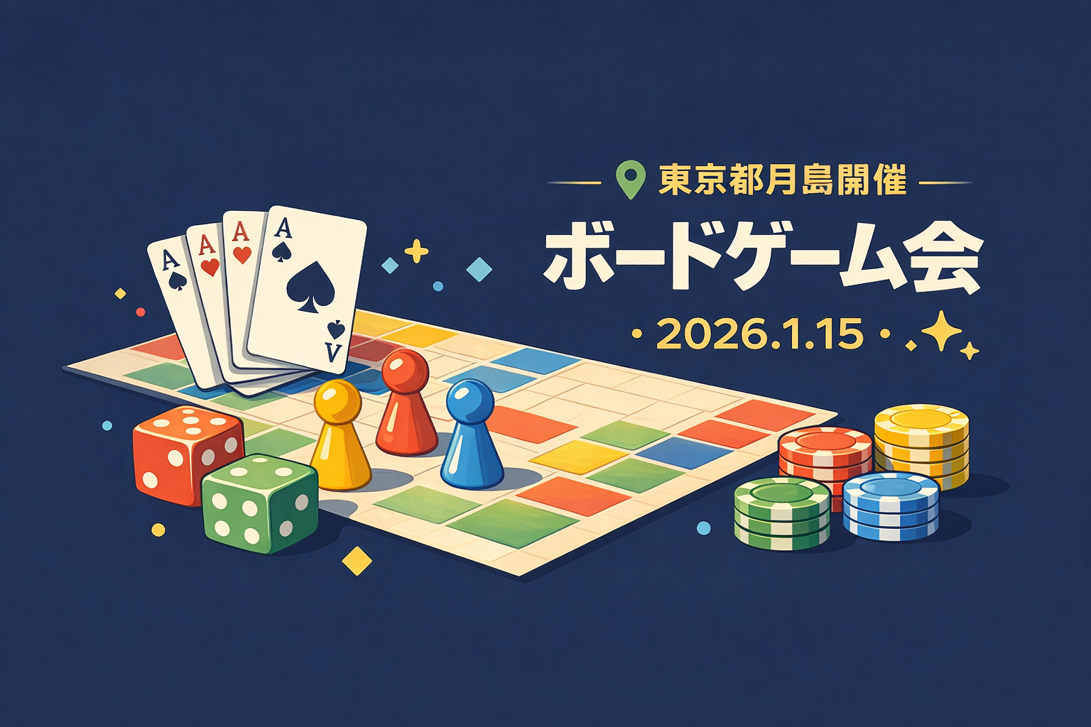 【1/15(木)月島🃏】初心者も歓迎！ボードゲーム交流会🎮【20代＆30代】