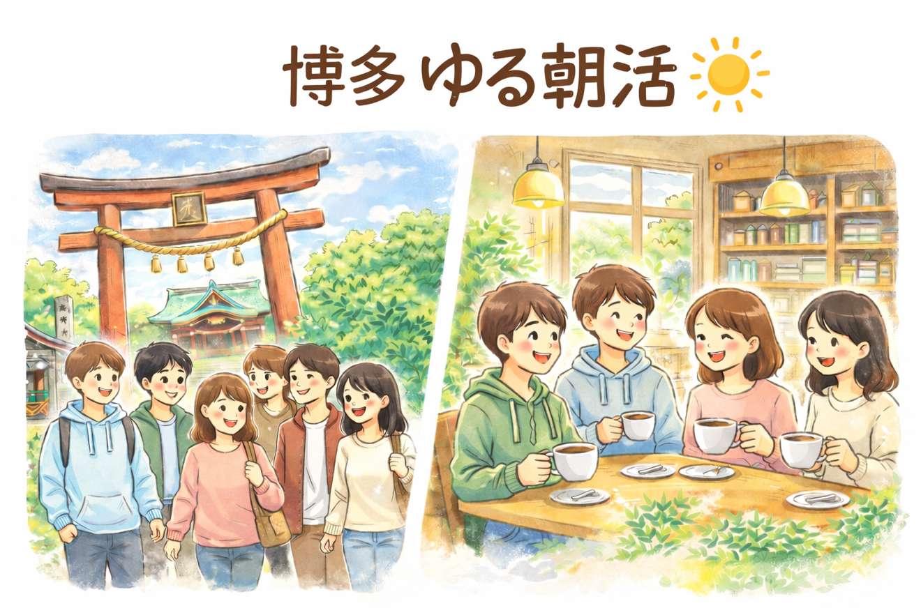 【福岡】1/24（土）‪🔆‬ゆる朝活🐶
住吉神社おさんぽ → カフェでお茶☕️
