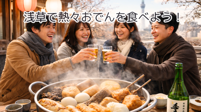 🍢浅草おでん飲み会🍶屋上で熱々を食べよう⭐女性も歓迎✨お気軽一人参加OK🍴グルメインフルエンサー主催