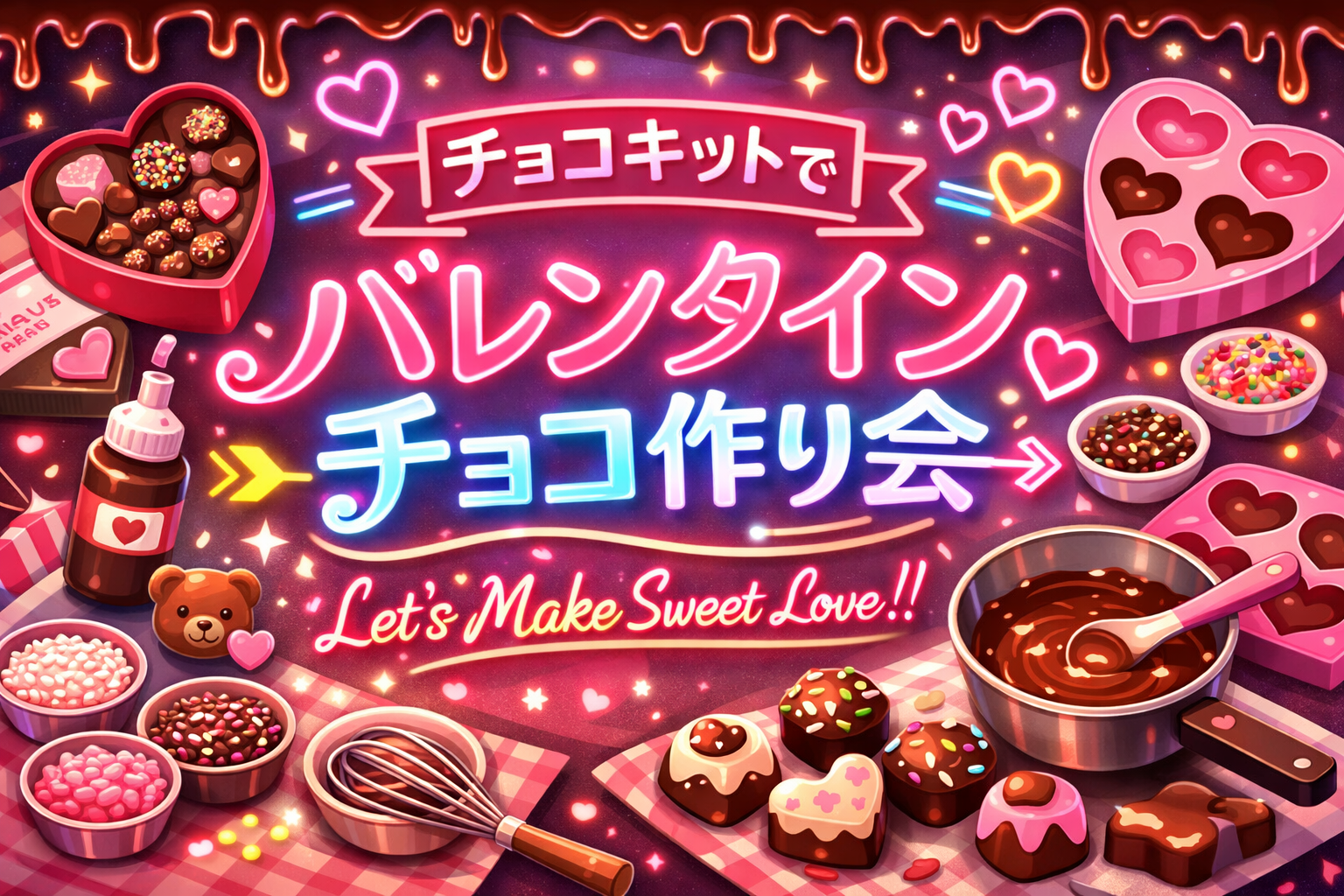 2/14(土)11:00〜バレンタインチョコ作り💘🍫