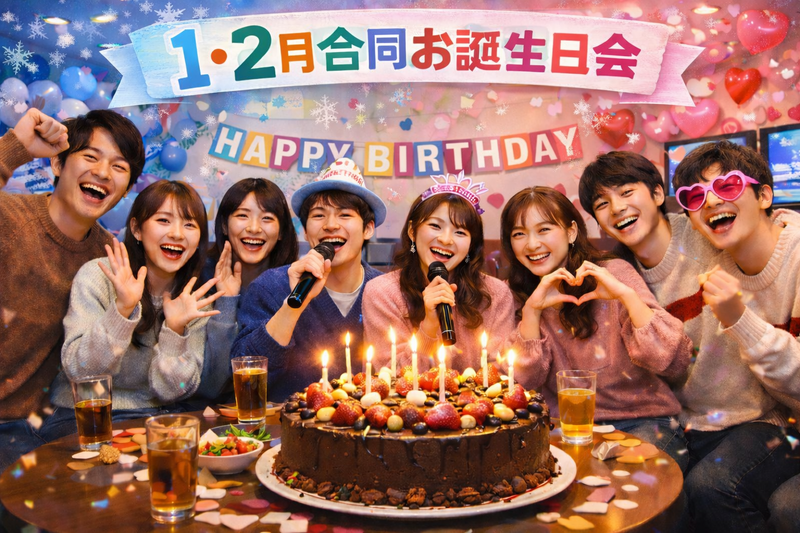 女性募集中💁‍♀️渋谷🎂1・2月誕生日🎤カラオケ交流会⭐️飲放題＋8品🍴3月以降生まれも参加OK