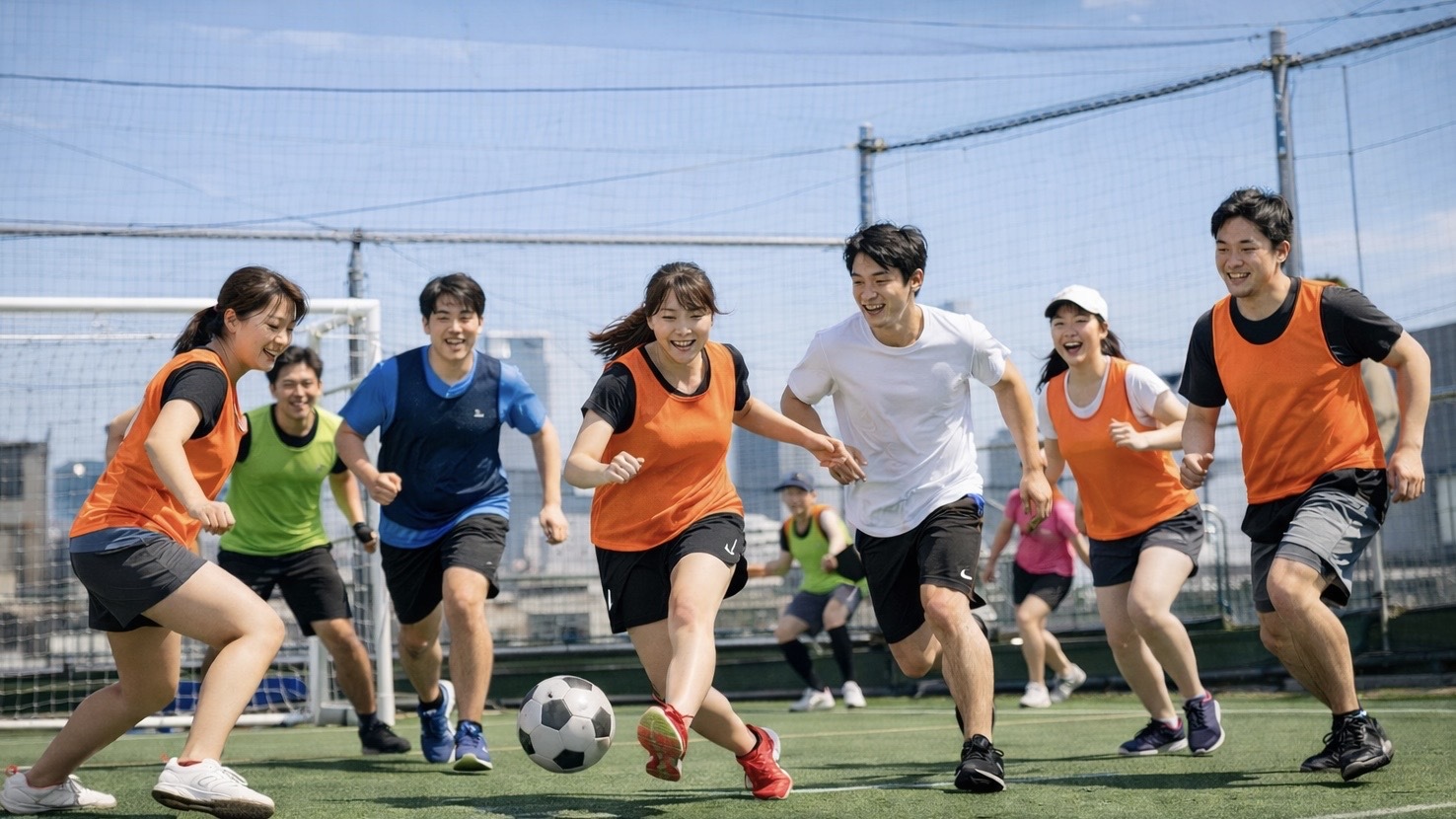  [20代中心][錦糸町(屋外)]初心者/1人参加/初参加/運動不足の方大歓迎！⚽️初心者ミニゆるフットサル♪