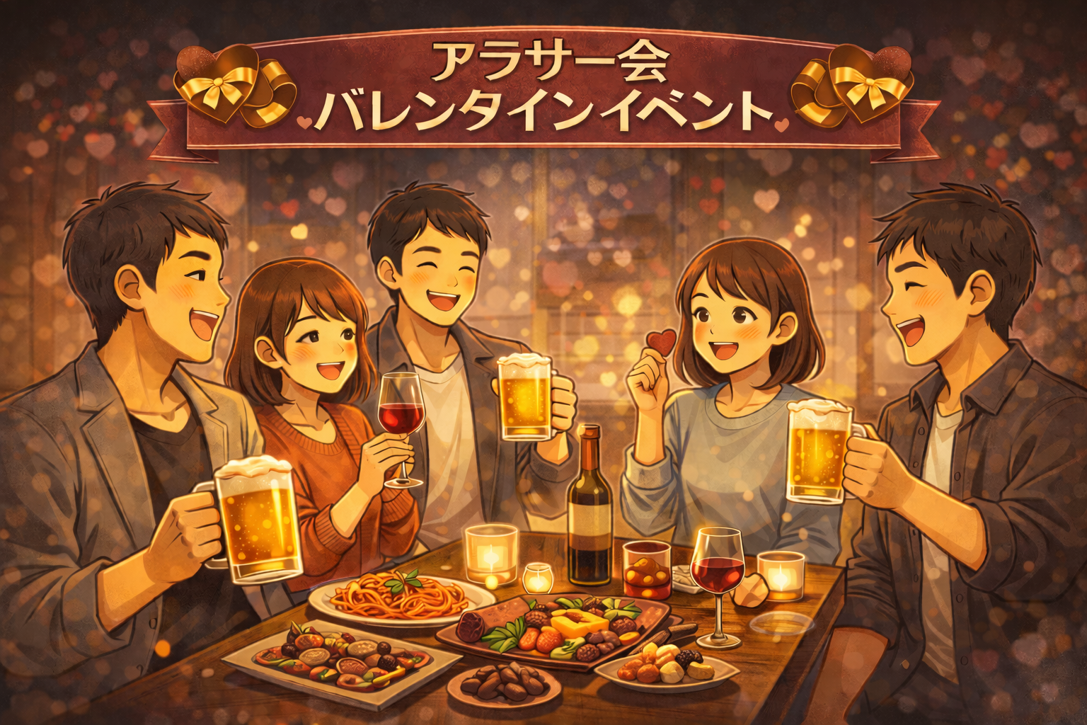 現18名🍫バレンタイン交流会🍫新宿【25-36歳1人参加限定】ノンアル・途中参加退出OK❗️初参加も大歓迎です！