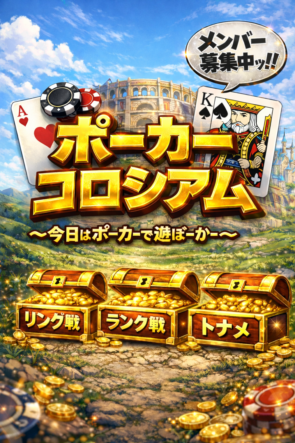 ポーカー♠️❤️2名様のみ募集ッ!!チップ無料だから遊びたい放題🪙✨初心者さんも大歓迎🔰