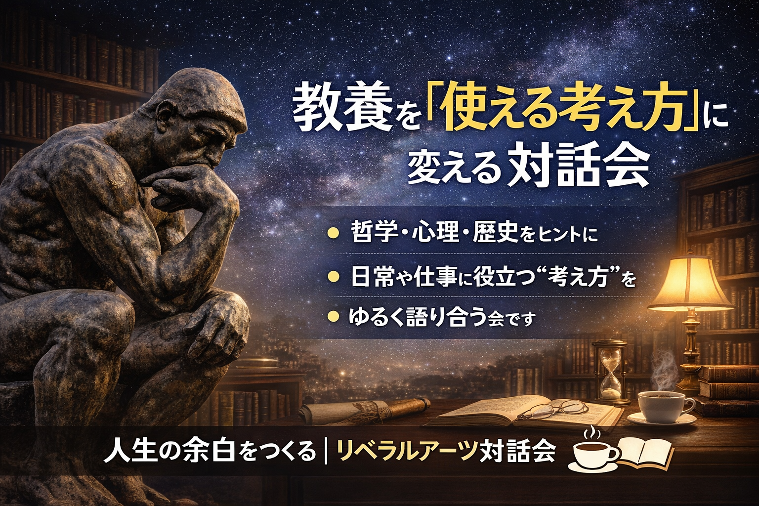 【第5回】正解のない問いをゆるく考える会
〜知ってるを使えるに変える〜【少人数・初参加歓迎】📚