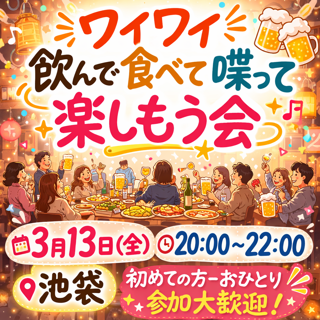 ※内容変更♪手ぶらOK👌 🔰女性主催🙋‍♀️！【社会人22～34歳中心】少人数でワイワイ楽しむ飲み会🍻