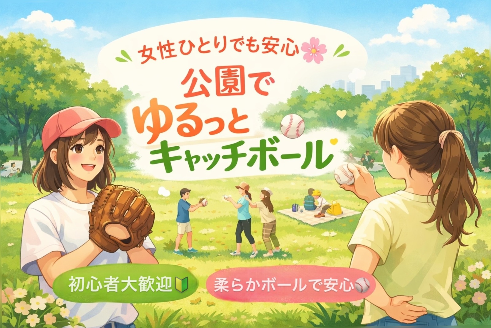 👩女性主催！公園でゆるキャッチボール会（初心者歓迎）⚾️🌿