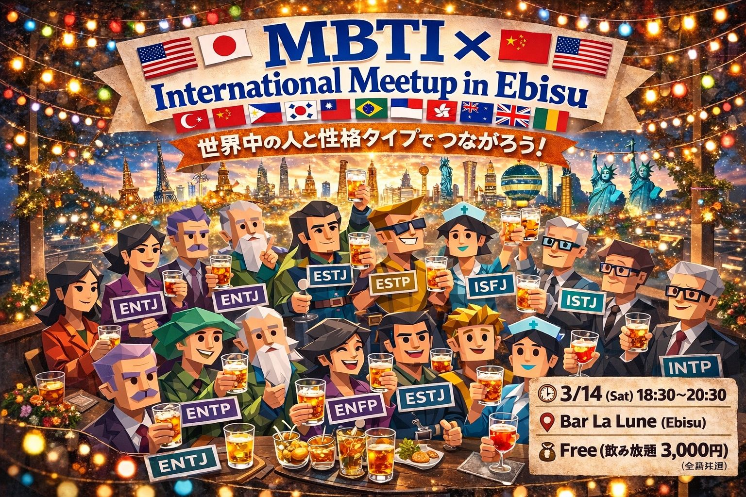🌏MBTI×International Meet up in Ebisu🌏MBTI×国際交流会✨