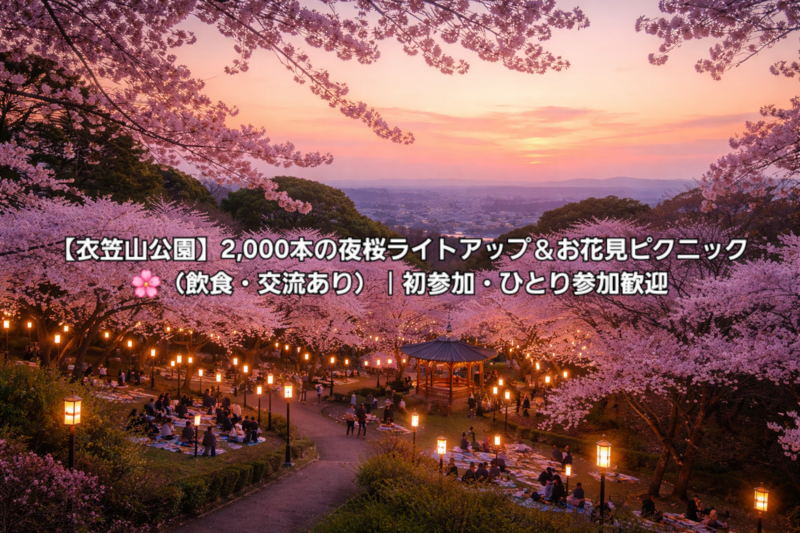 ​【衣笠山公園】2,000本の夜桜ライトアップ＆お花見ピクニック🌸（飲食・交流あり）｜初参加・ひとり参加歓迎