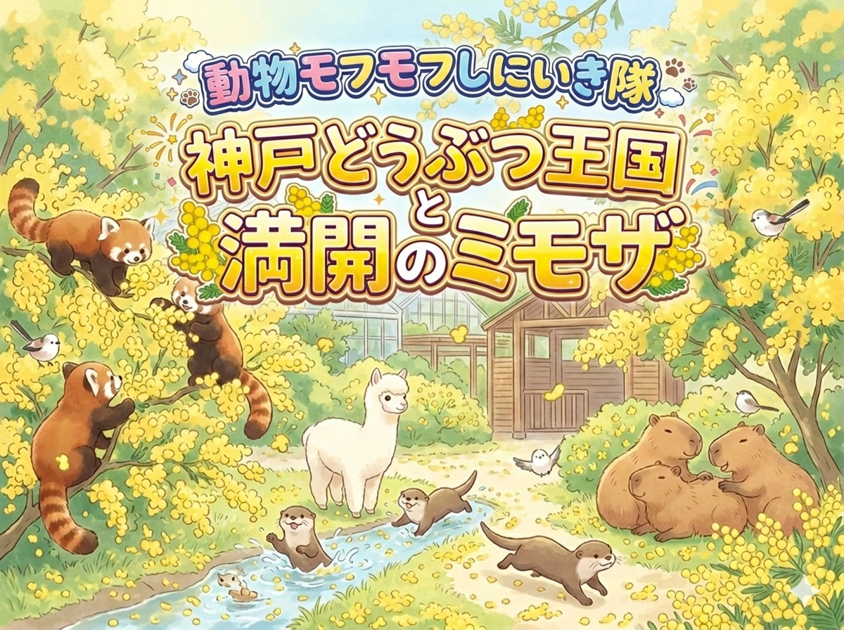 
動物モフモフしにいき隊！神戸どうぶつ王国と満開のミモザ