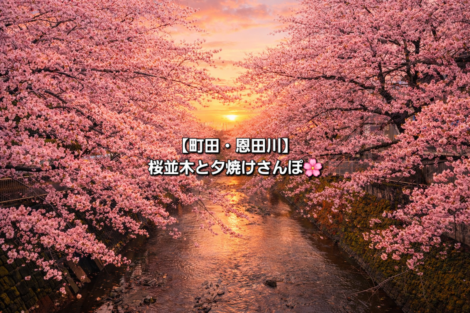 【町田・恩田川】桜並木と夕焼けさんぽ🌸