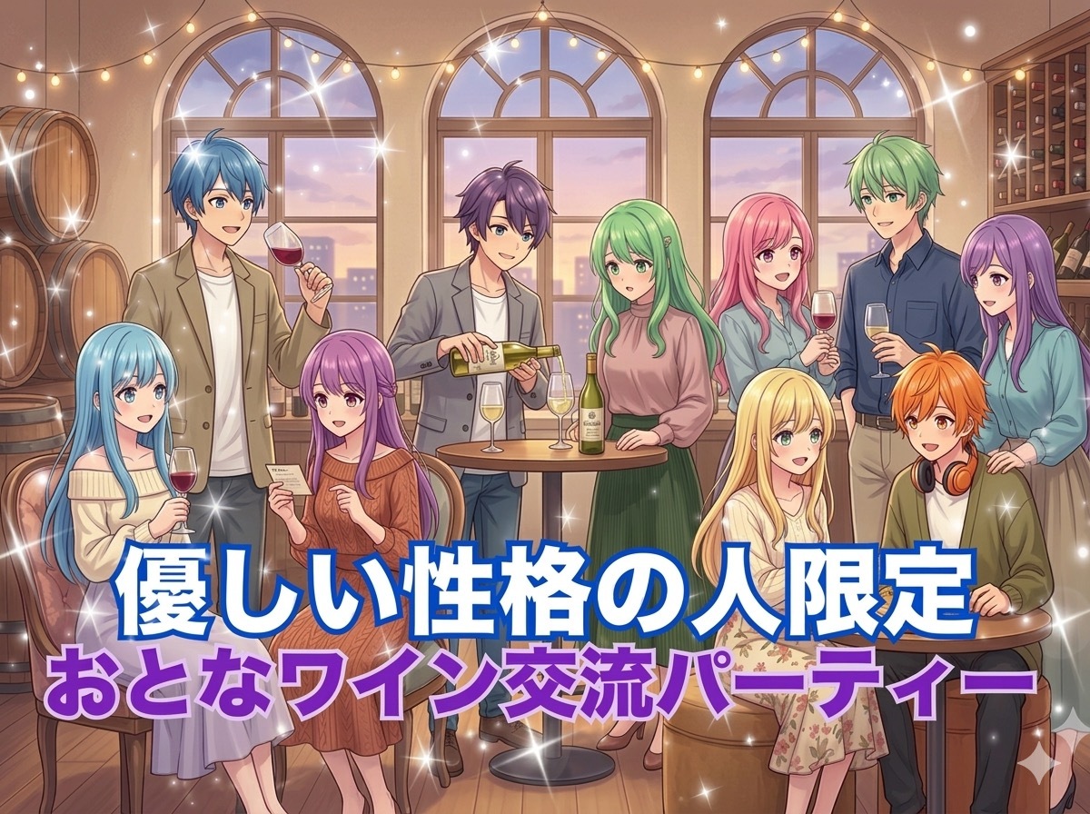 【優しい人に囲まれたい女性主催】性格優しい人限定☆この上ない安心感でソムリエ厳選ワイン含むセルフ飲み放題大人ワイン会✨