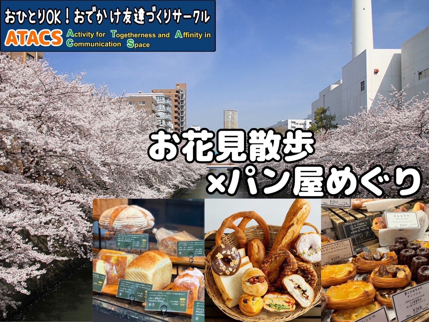 目黒川の桜が満点💯春を感じよう みんなでブレッドウォーク中目黒編