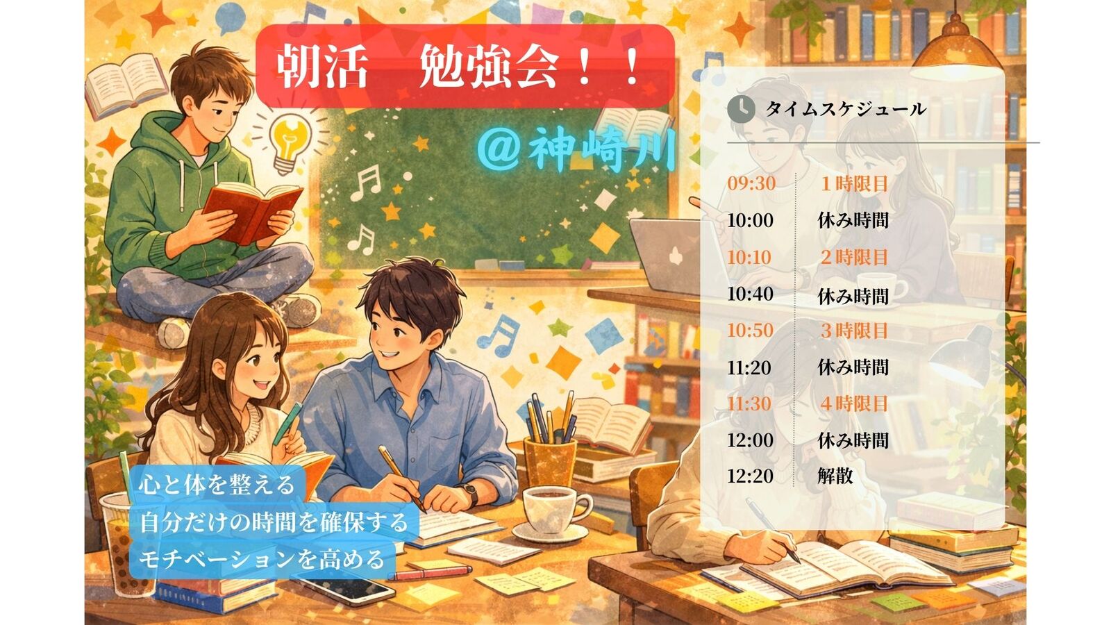 【3/25(水)朝活 in 神崎川駅2分】フリードリンク付き読書＆自習会！初参加＆一人参加大歓迎🍰