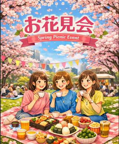 【3/29(日)南池袋公園🌸】持ち寄りお花見ピクニック企画・初参加＆おひとり大歓迎✨（女性3人主催）